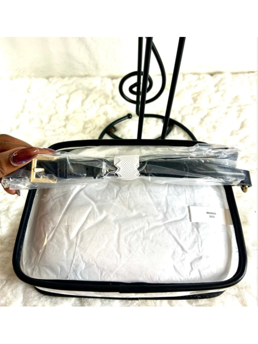 NWT Antonio Melani Clear Contrast Trim Camera Crossbody Bag.